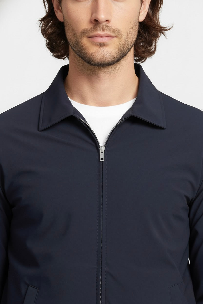 VESTE SIGNATURE À COL ZIPPÉ BLEU NUIT Selvé Paris