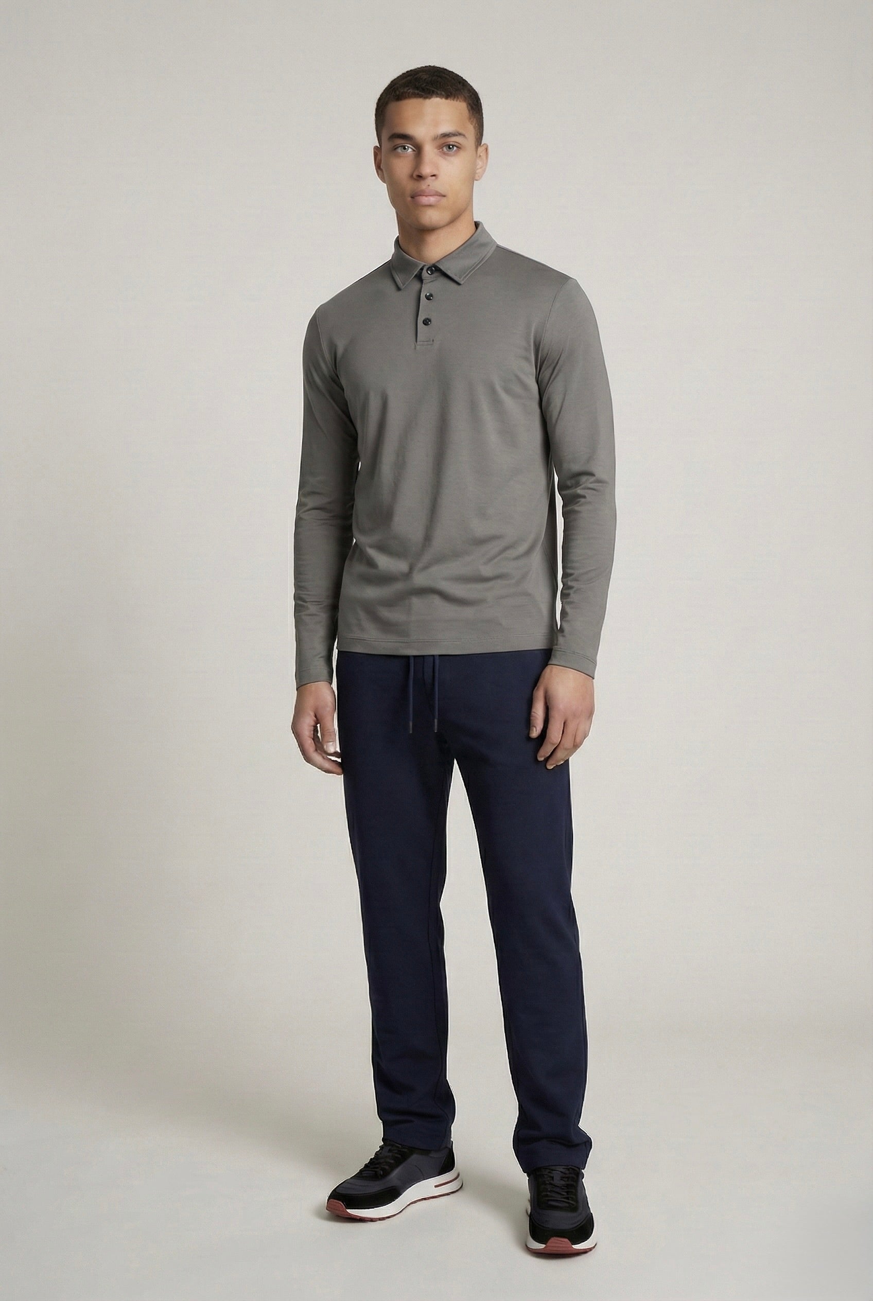 POLO ESSENTIEL MANCHES LONGUES GRIS PROFOND Selvé Paris