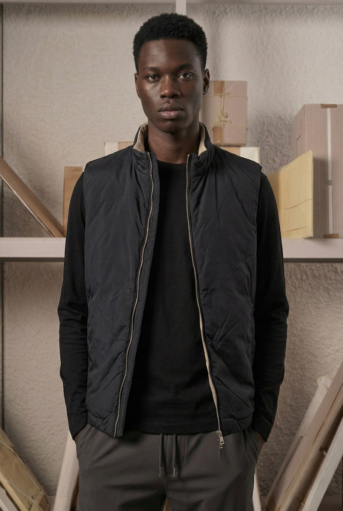 VESTE SANS MANCHE PURE NOIR NUIT Selvé Paris