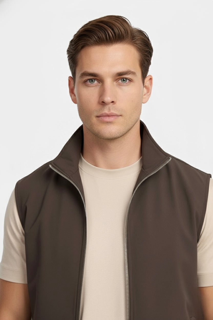 VESTE SANS MANCHE ESSENTIEL MARRON Selvé Paris