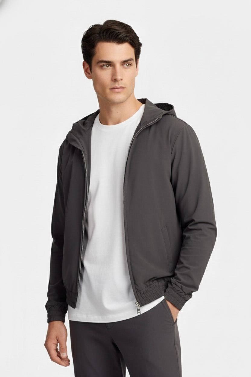 VESTE SIGNATURE À CAPUCHE GRIS PROFOND Selvé Paris