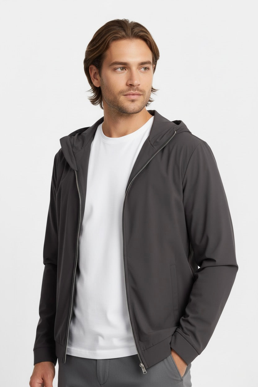 VESTE SIGNATURE À CAPUCHE GRIS PROFOND Selvé Paris