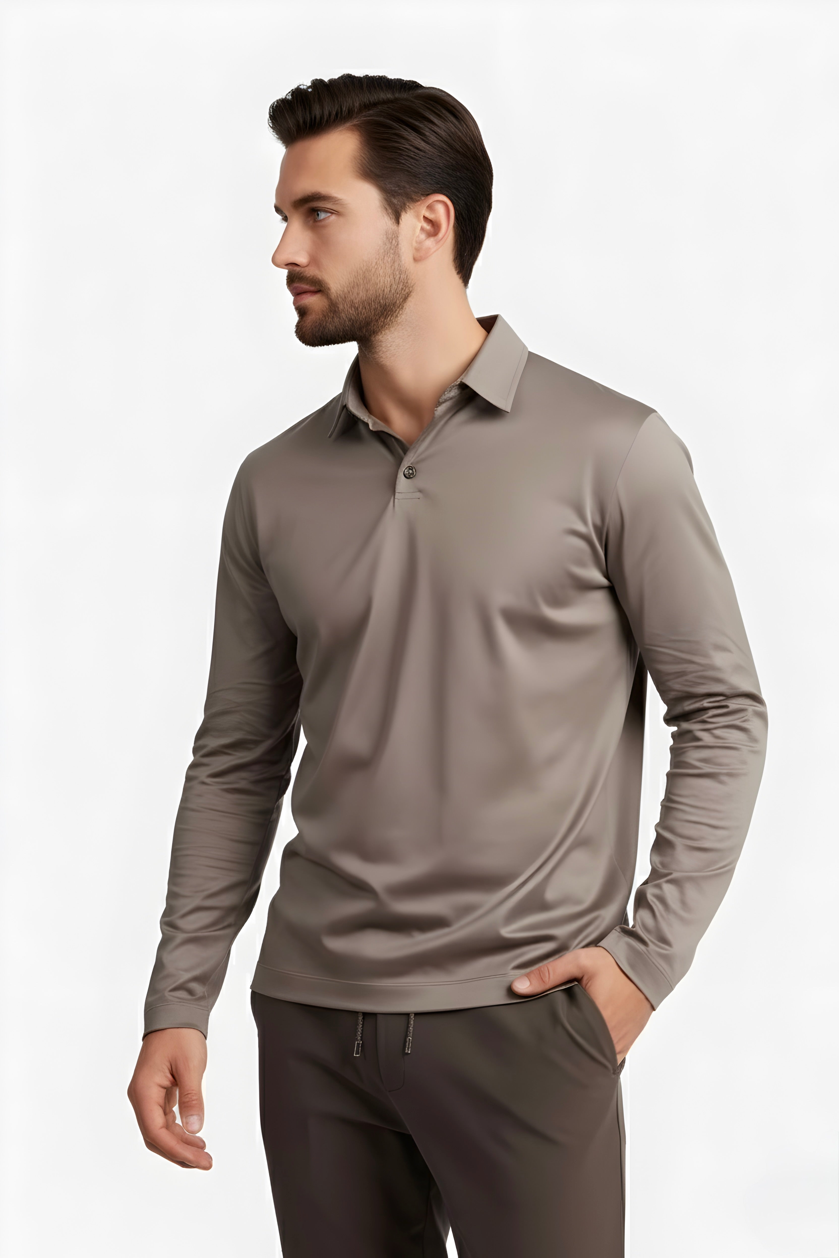 POLO ESSENTIEL MANCHES LONGUES BRUME DE SABLE Selvé Paris