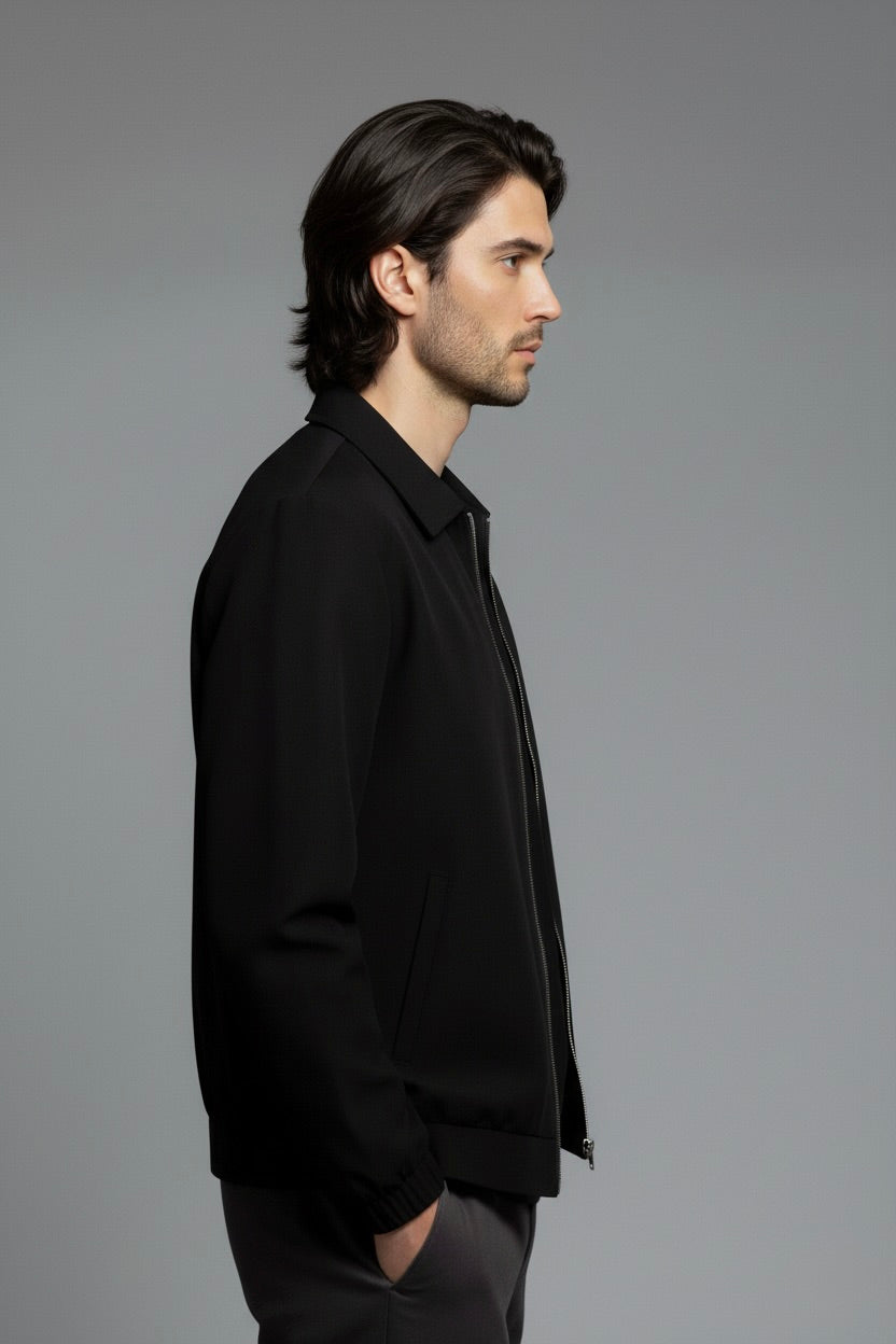 VESTE SIGNATURE À COL ZIPPÉ NOIR Selvé Paris