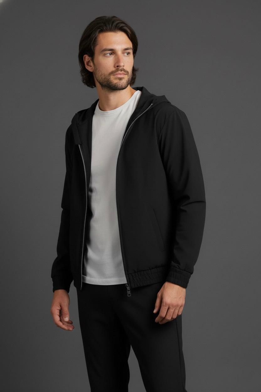 VESTE SIGNATURE À CAPUCHE NOIR Selvé Paris