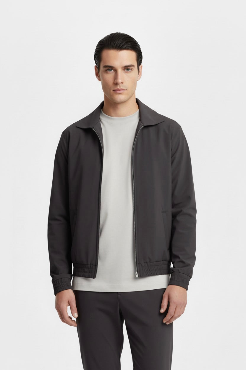 VESTE SIGNATURE À COL ZIPPÉ GRIS PROFOND Selvé Paris