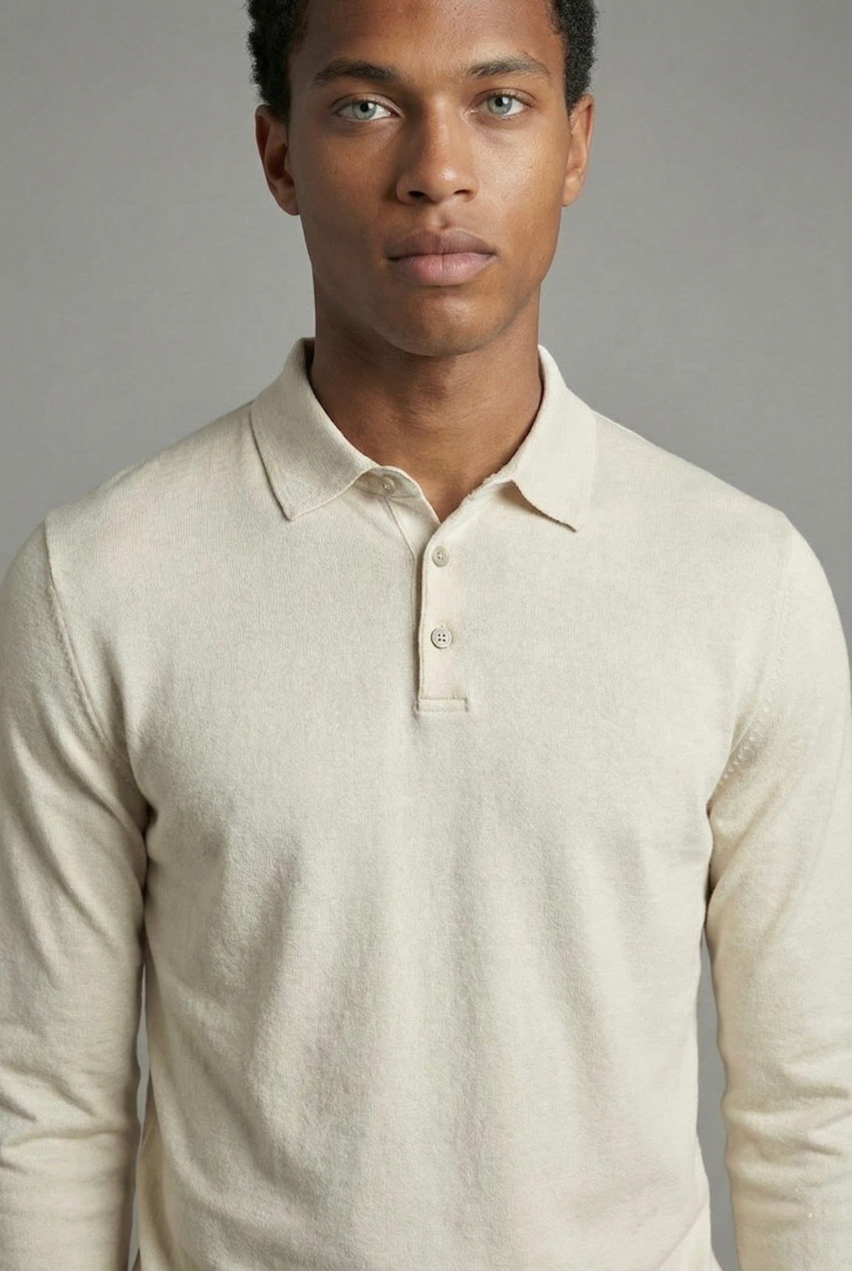 POLO ESSENTIEL MANCHES LONGUES ÉCRU SABLE Selvé Paris