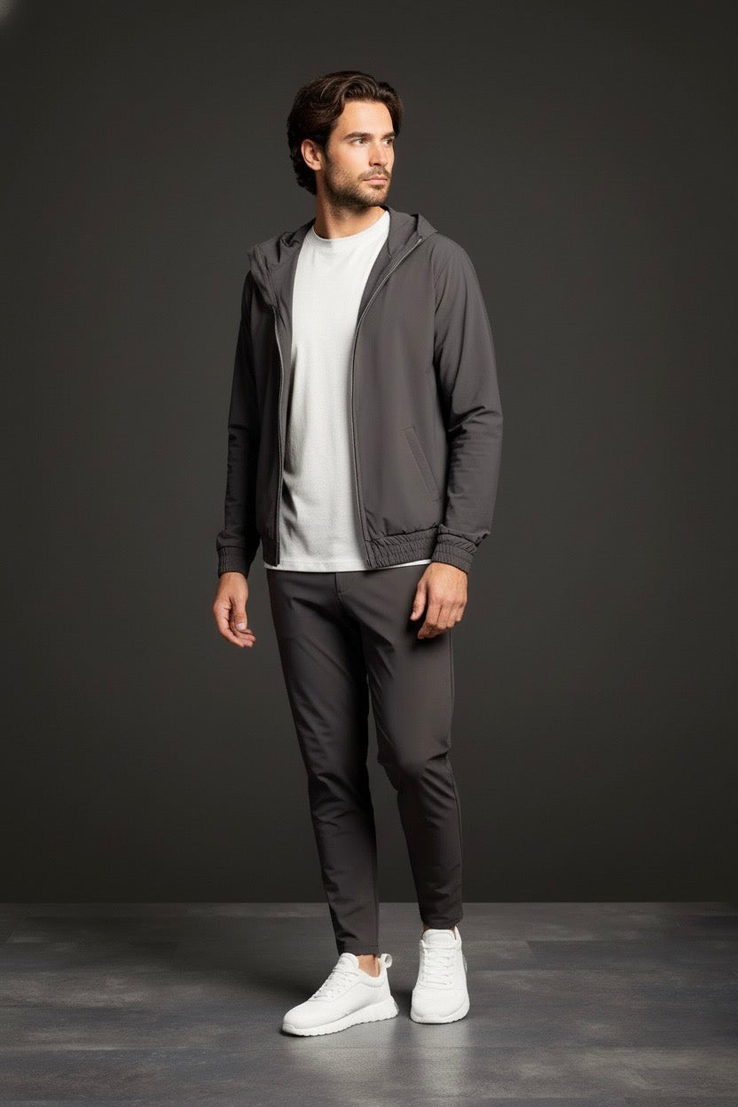 ENSEMBLE SIGNATURE À CAPUCHE GRIS PROFOND - Selvé Paris