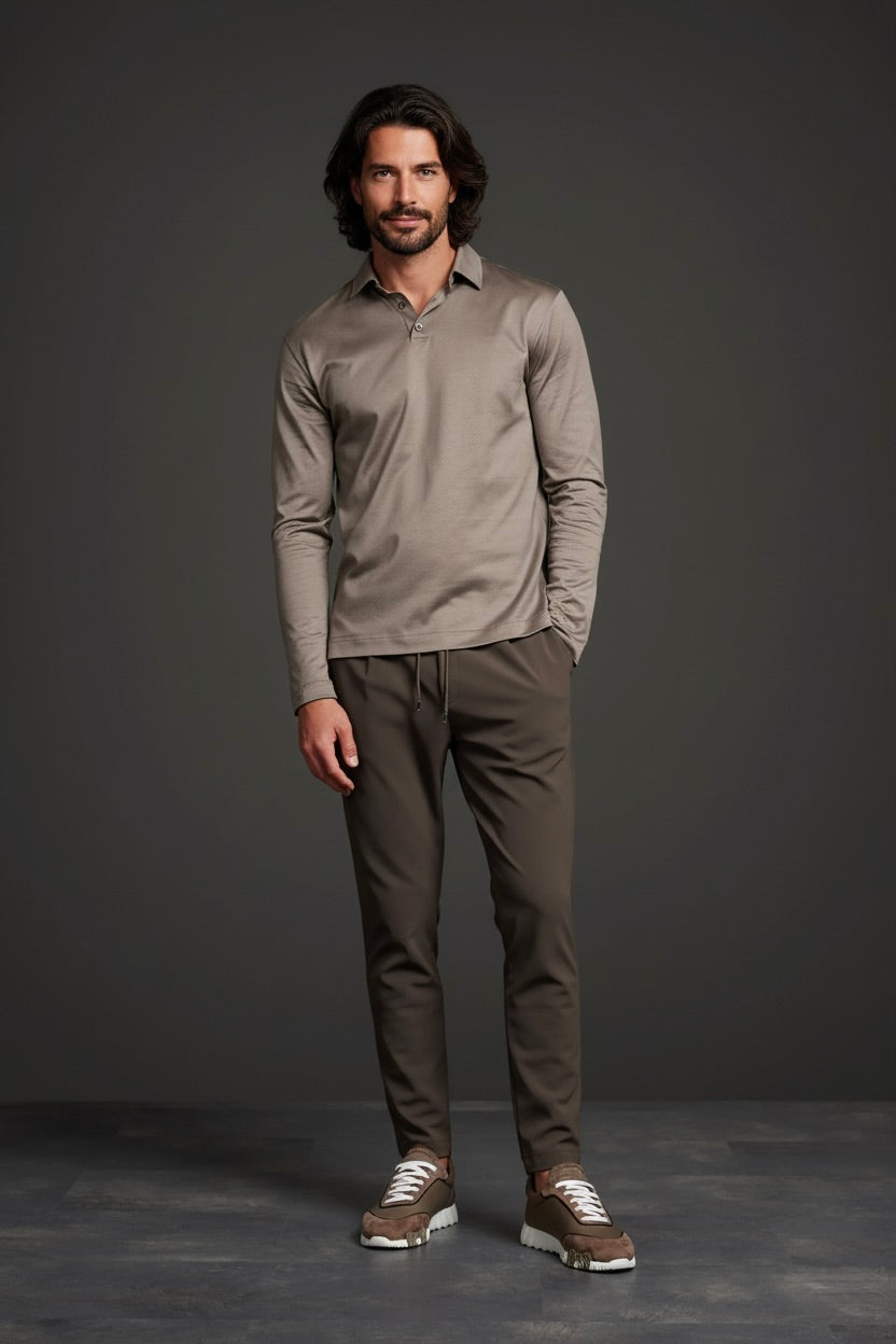 POLO ESSENTIEL MANCHES LONGUES BRUME DE SABLE Selvé Paris