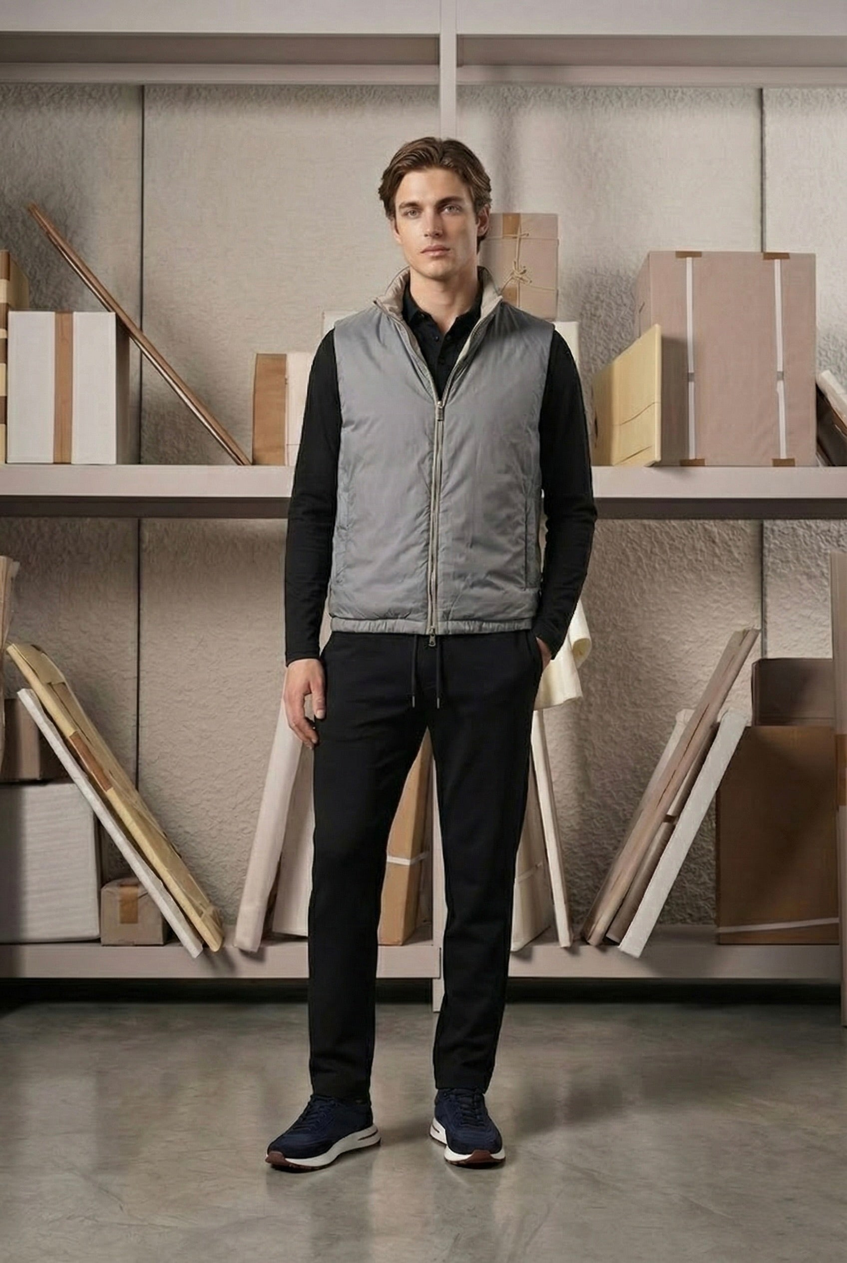 VESTE SANS MANCHE PURE GRIS CENDRÉ Selvé Paris