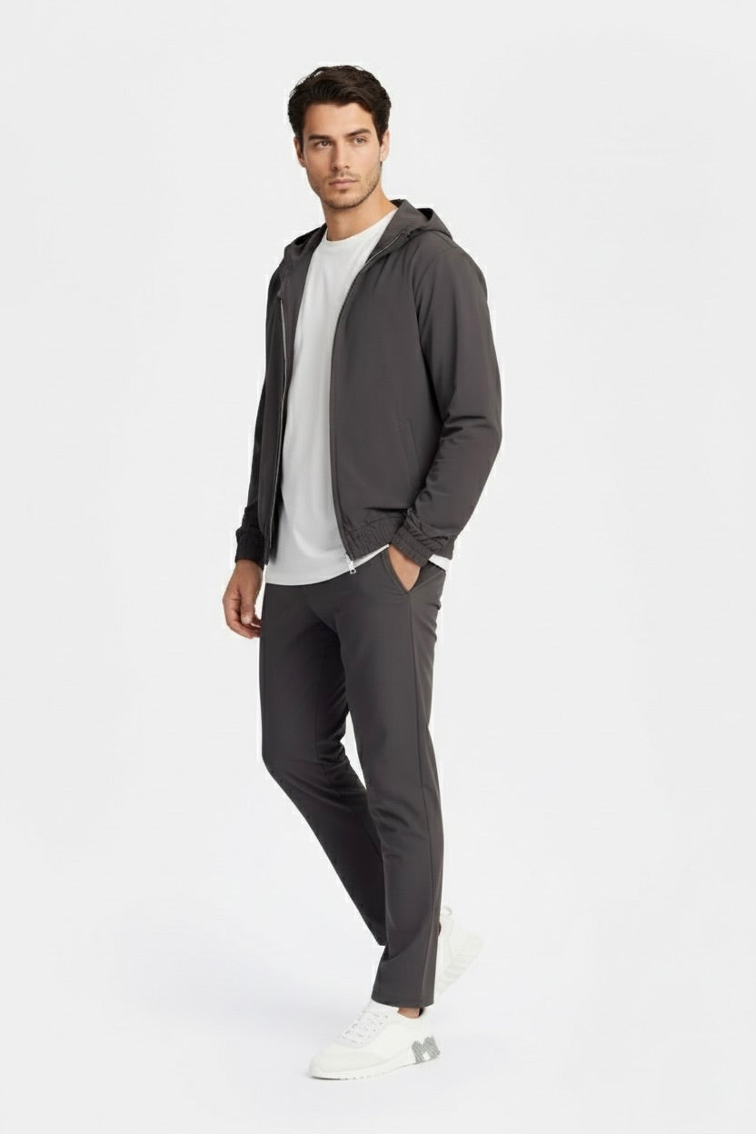 VESTE SIGNATURE À CAPUCHE GRIS PROFOND Selvé Paris