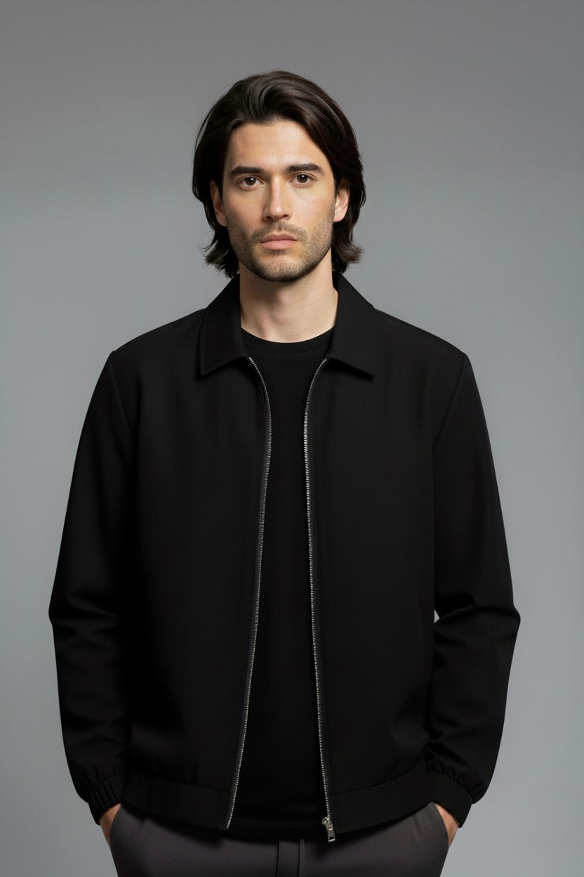 VESTE SIGNATURE À COL ZIPPÉ NOIR Selvé Paris