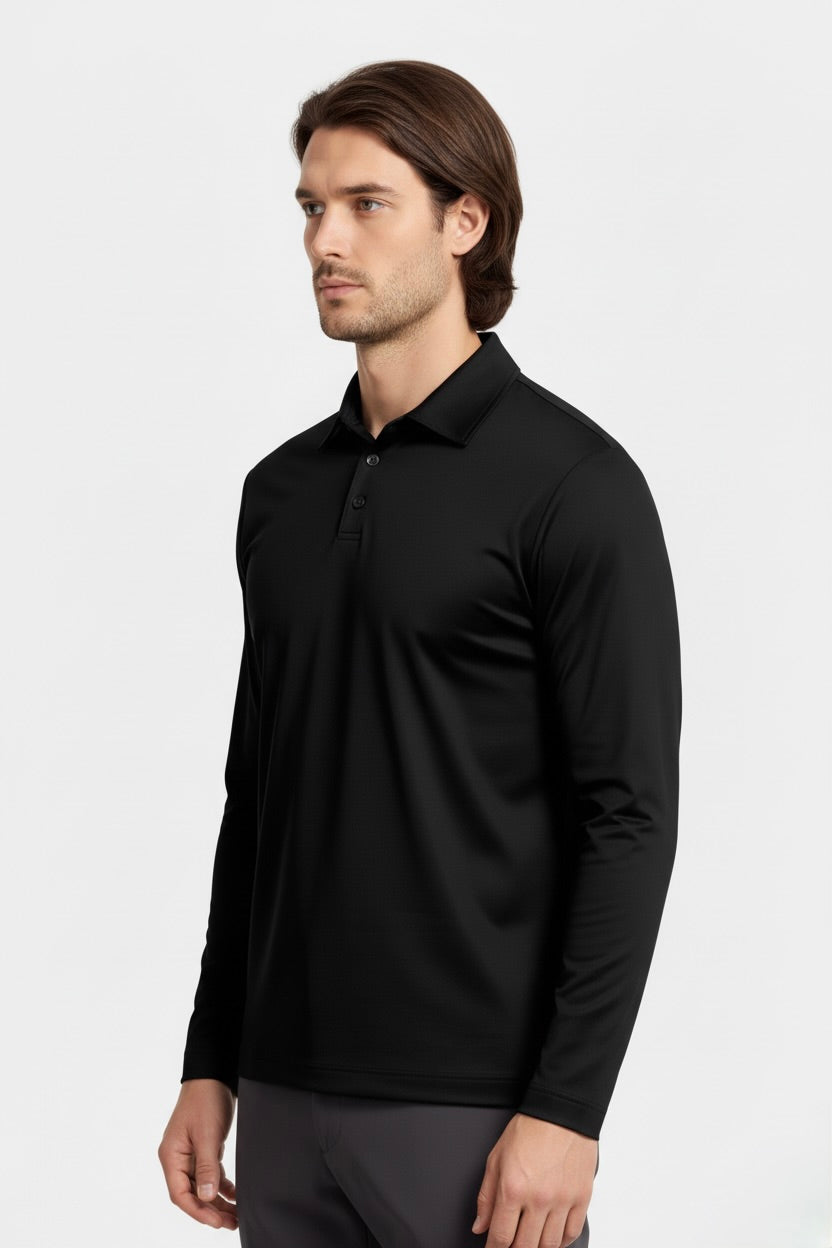 POLO ESSENTIEL MANCHES LONGUES NOIR NUIT Selvé Paris