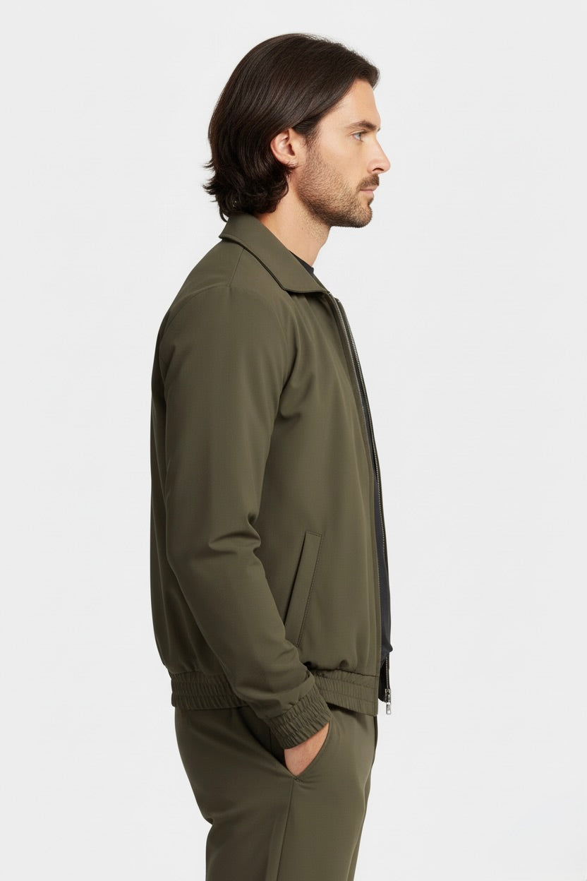 VESTE SIGNATURE À COL ZIPPÉ VERT PROFOND Selvé Paris