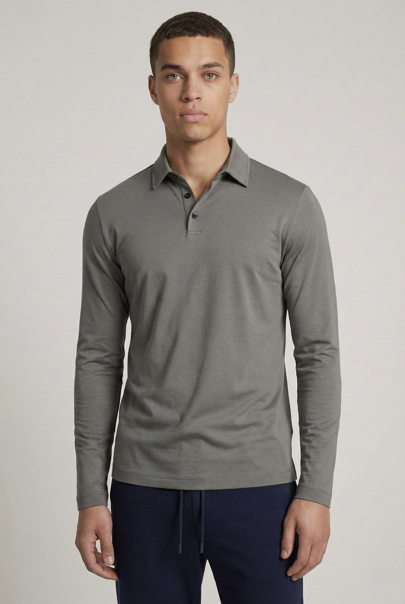 POLO ESSENTIEL MANCHES LONGUES GRIS PROFOND Selvé Paris
