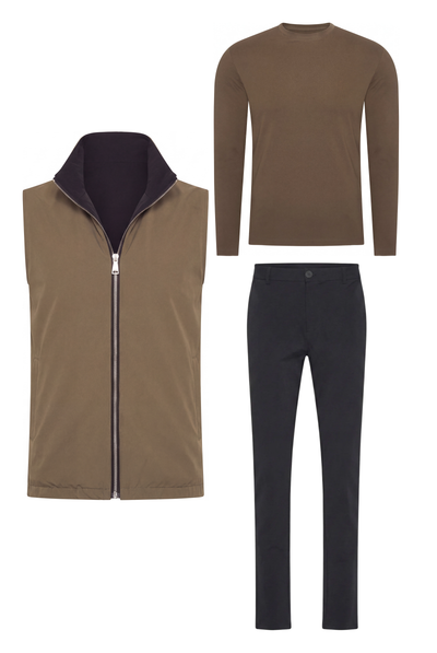 ENSEMBLE SELVÉ RÉVERSIBLE OLIVE D'ANILINE (T-SHIRT MANCHES LONGUES)