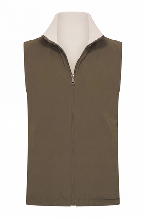 VESTE SANS MANCHE RÉVERSIBLE PERLE D'OLIVE