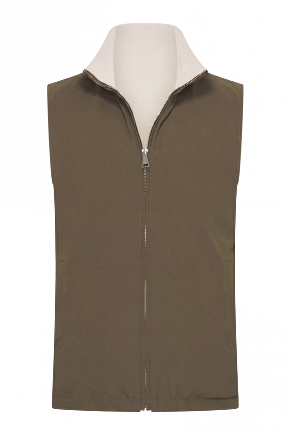 VESTE SANS MANCHE RÉVERSIBLE PERLE D'OLIVE