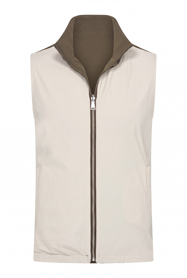 VESTE SANS MANCHE RÉVERSIBLE PERLE D'OLIVE