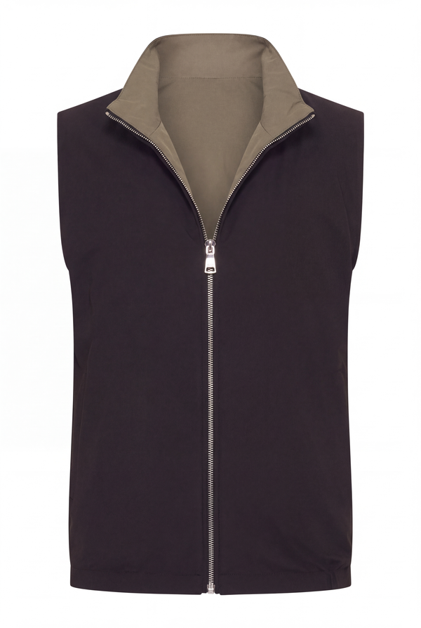 Veste Sans Manche Réversible Olive d'Aniline - côté noir