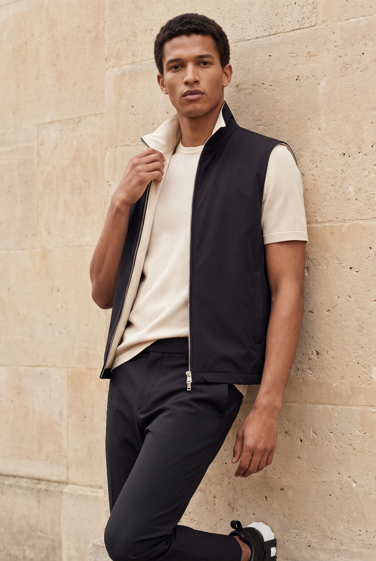 Ensemble Selvé réversible Perle de Noir détail col