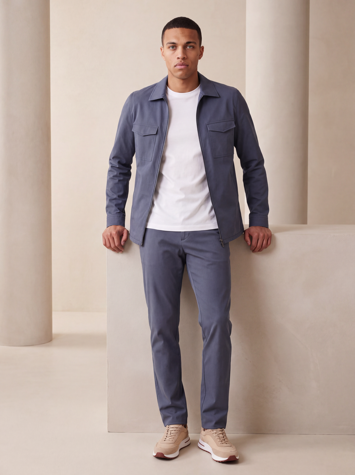 PANTALON SELVÉ MINUIT D'AZUR — porté