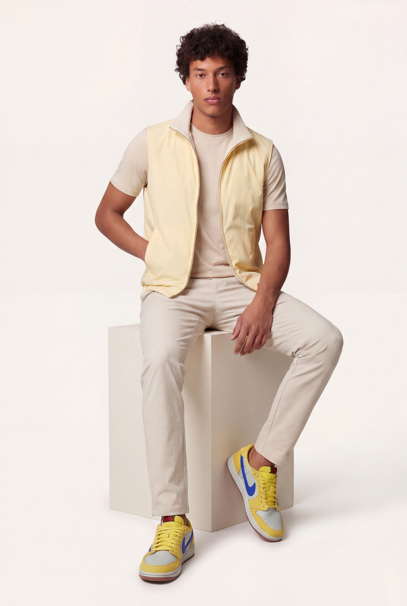 VESTE SANS MANCHE RÉVERSIBLE PERLE DE CANARI
