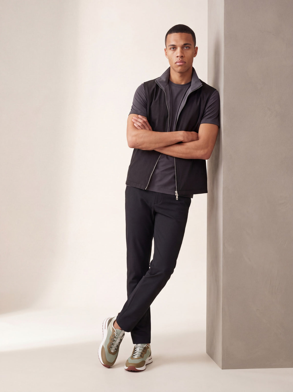 Ensemble Selvé réversible caviar d'aniline (t-shirt) — porté