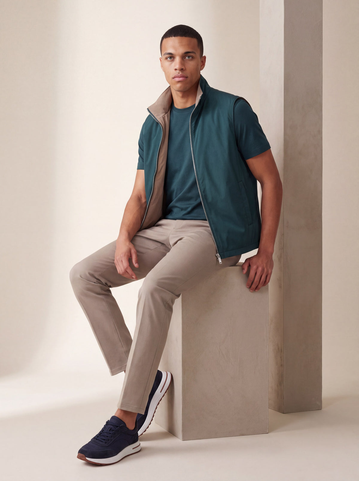 Ensemble Selvé réversible malachite du désert (t-shirt) — porté