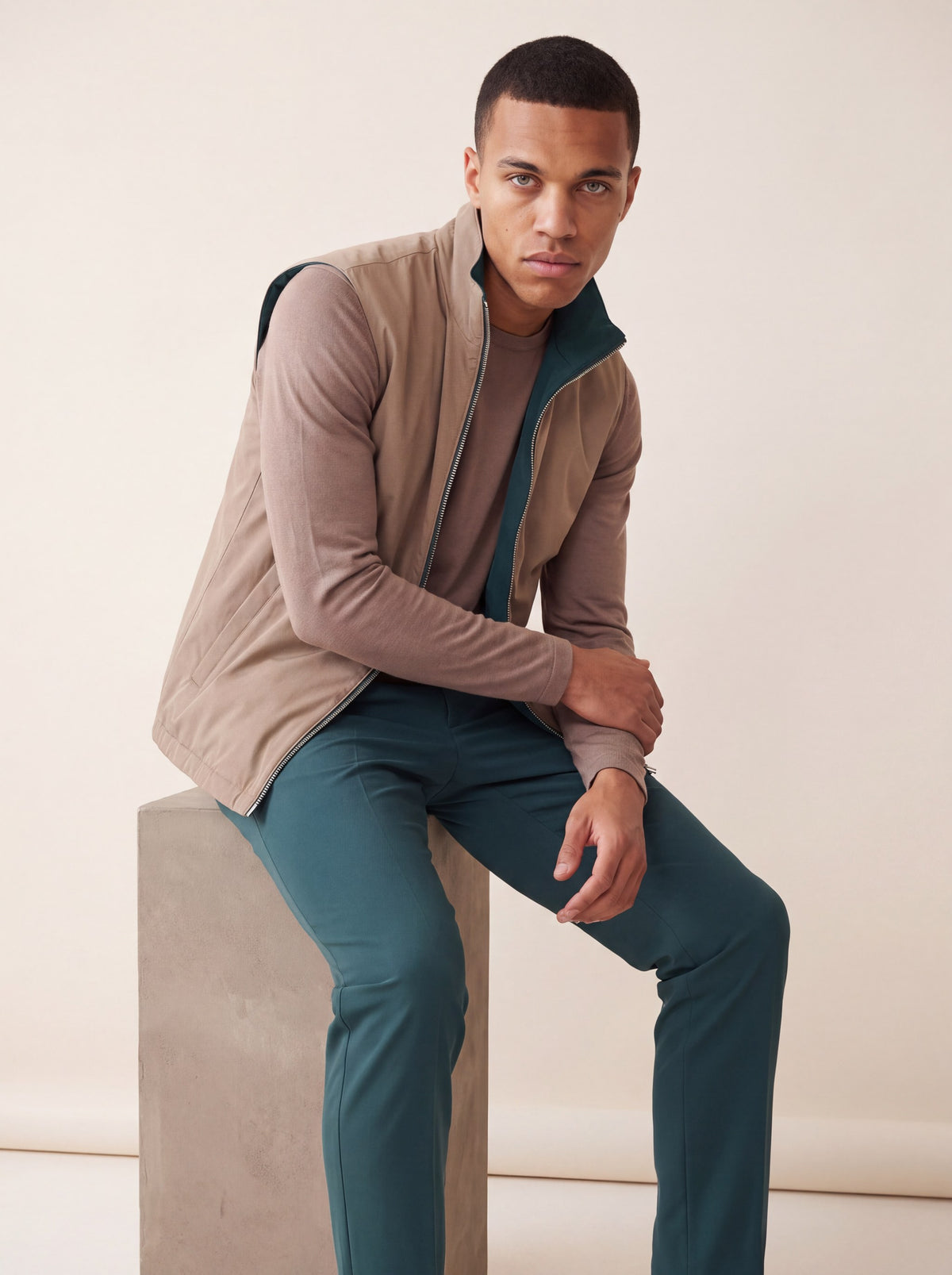 Ensemble Selvé réversible malachite du désert (t-shirt manches longues) — porté
