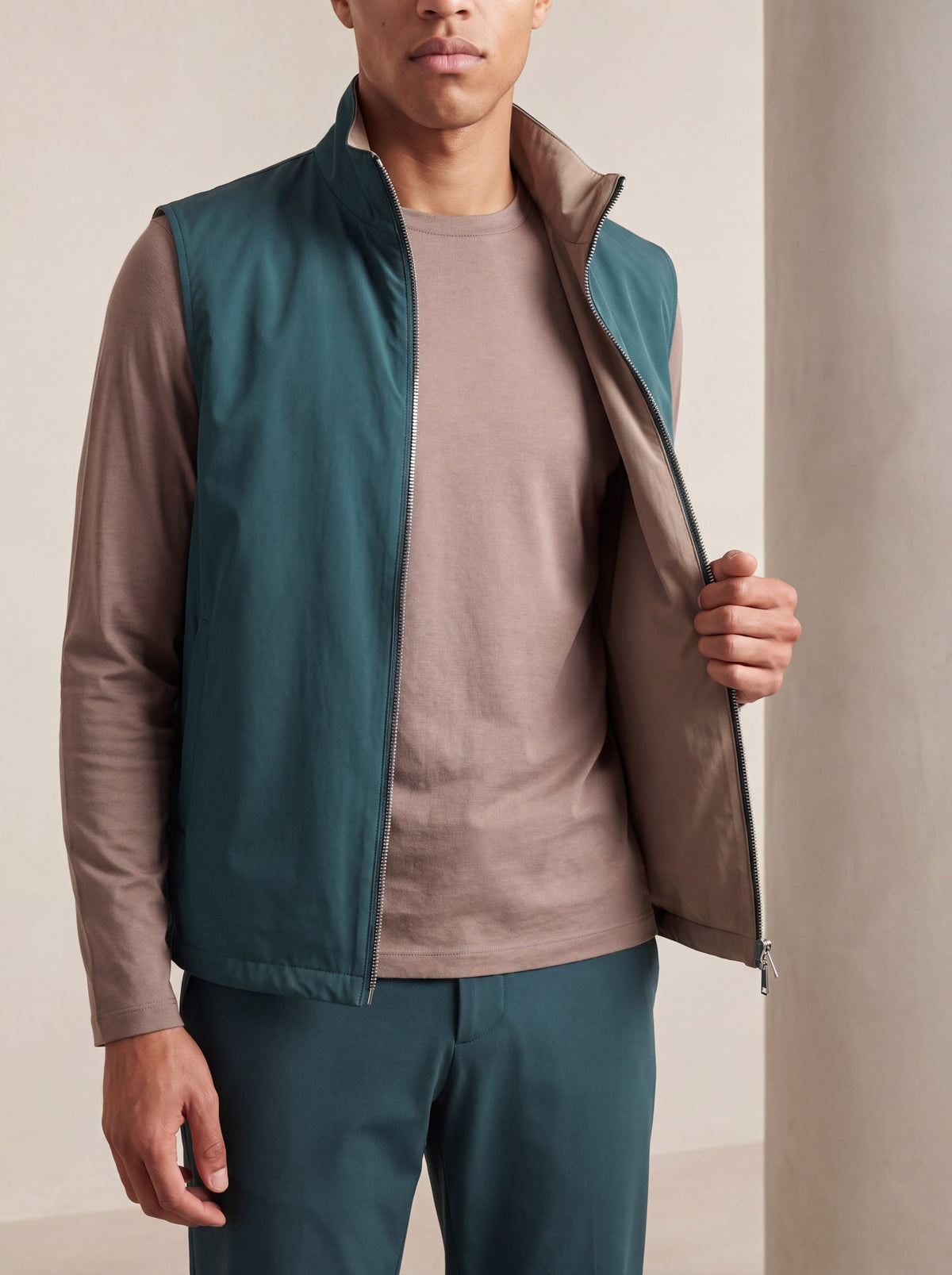 Ensemble Selvé réversible malachite du désert (t-shirt manches longues) — porté