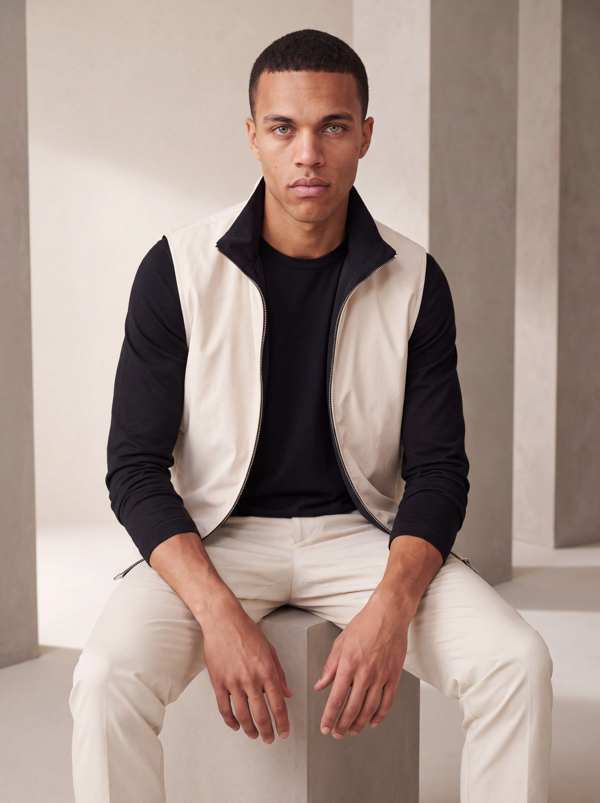 Ensemble Selvé réversible perle de noir (t-shirt manches longues) — porté